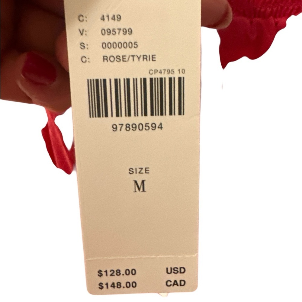 Anthropologie Red Ruched Ruffled Midi Dress - Picture 4 of 9